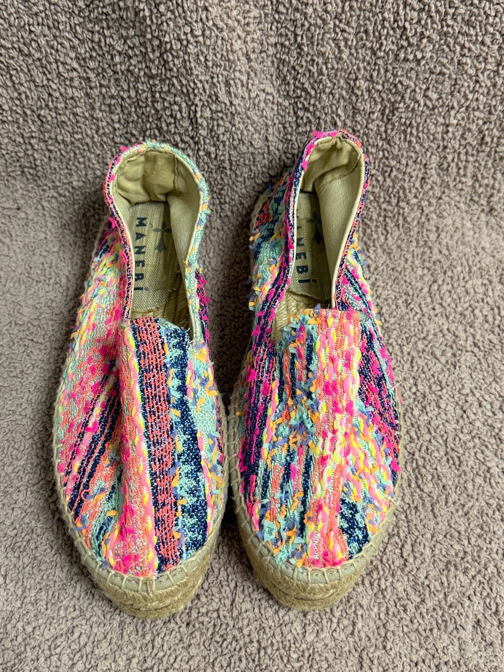 Manebí Multicolor Tweed Double Sole Espadrille Flats Size 36 US 6